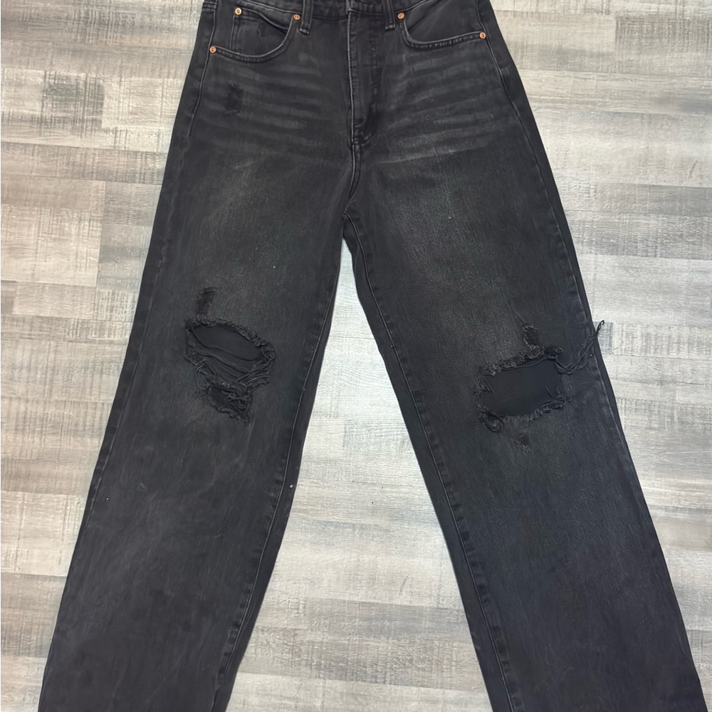 Circus NY Black Distressed Flare Jeans